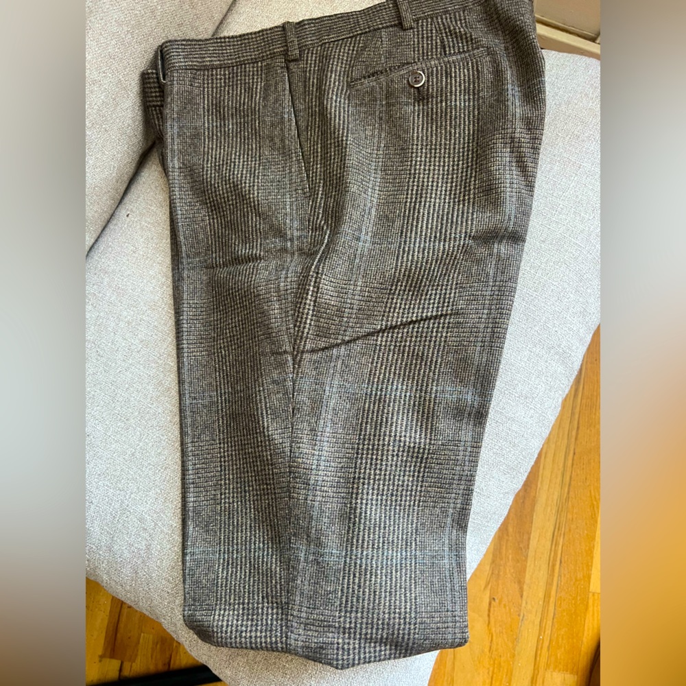 Suitsupply Brown with Blue plaid Wool Trousers